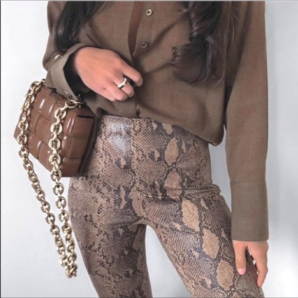 Zara Bloggers Favorite High Rise Zip Ankle Animal Snakeskin Print Leggings - Picture 5 of 15